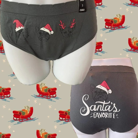 Torrid +2 Gray Santa's Favorite Dog Graphic Scallop Waistband Hipster Panties - Picture 1 of 6